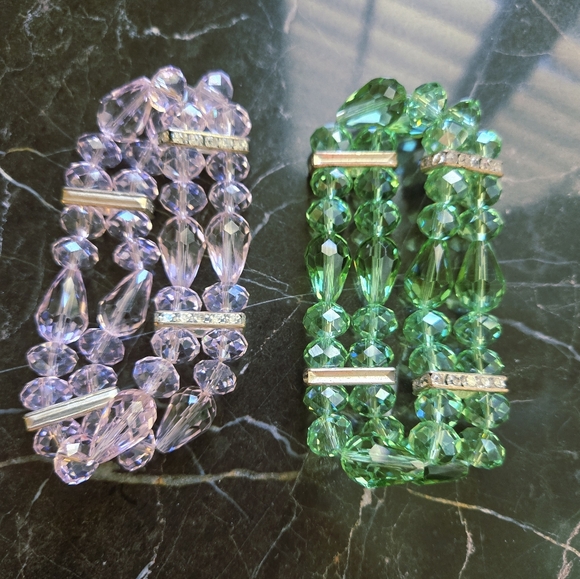 Jewelry - Elegant Mint Green Or Baby Pink Beaded Stretch Bracelets